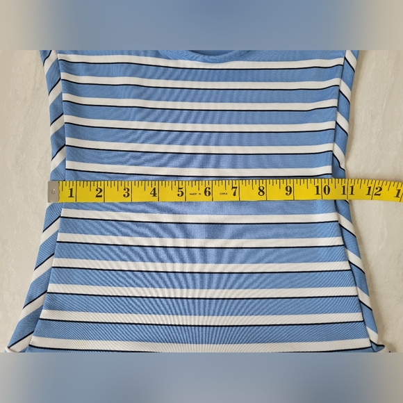 VINTAGE style summer dress in blue,white and black striped stretch fabric - Picture 10 of 13